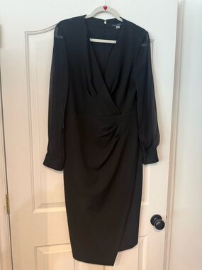 Tommy Hilfiger Black Long-Sleeve Wrap Sheath Dress